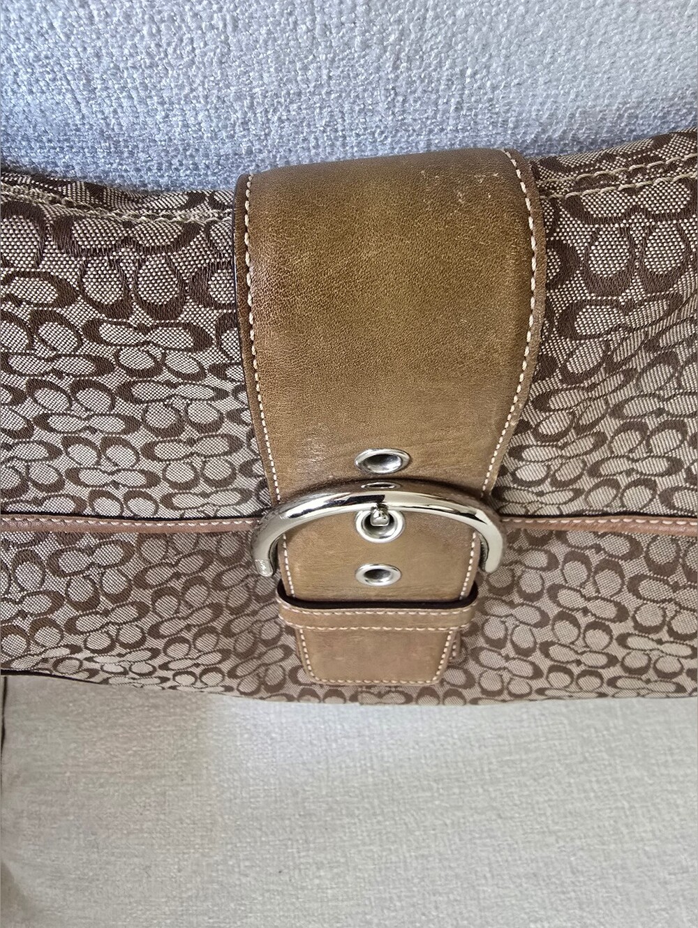 Vintage Coach Soho Signature Brown Canvas and Leather Shoulder Bag - Picture 10 of 14